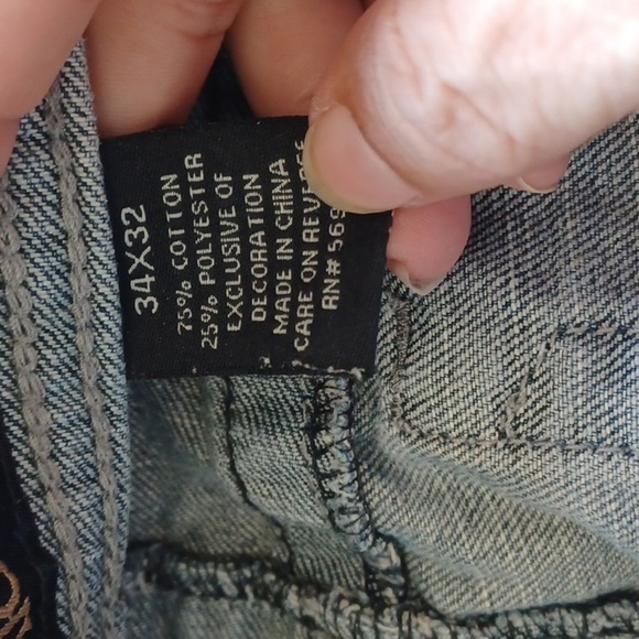 Baileys Point Black Men's Size 34 x 32 Light Wash Blue Denim Straight Leg Jeans - Picture 7 of 7